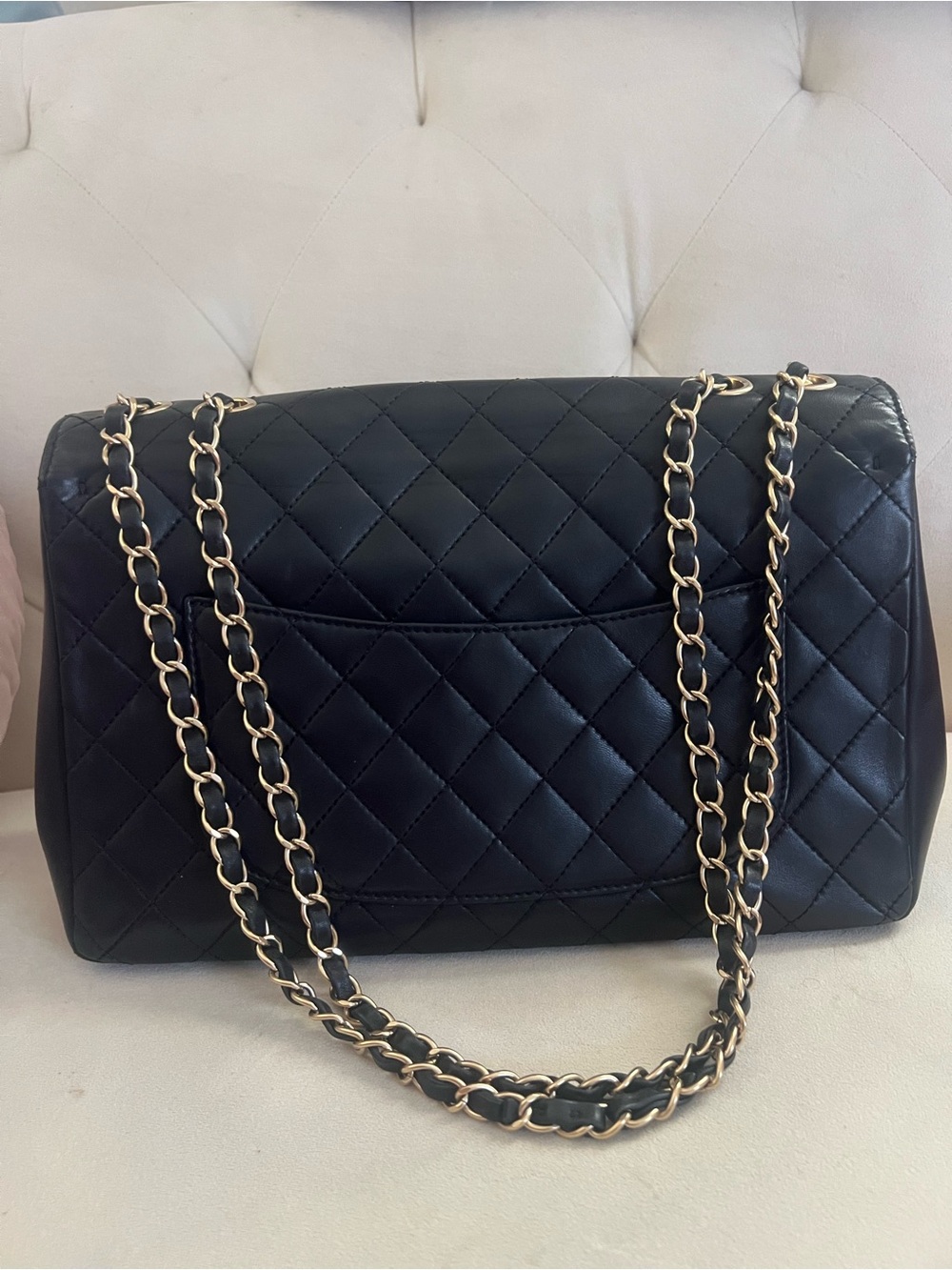 Chanel Quilted Lambskin Mademoiselle Chic Flap Jumbo Size Black Gold hardware - Picture 9 of 14